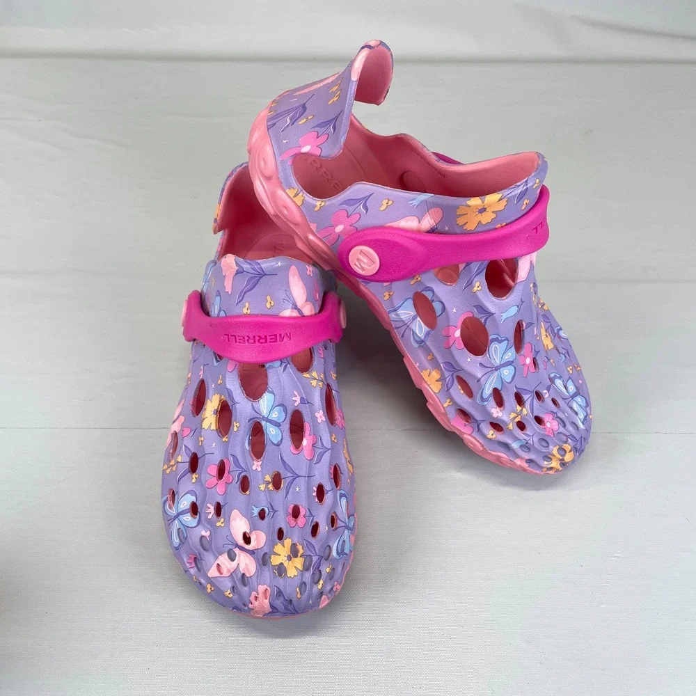 Merrell Hydro Moc Water Shoes Kids Size 13M Purple Floral Butterflies Sandals